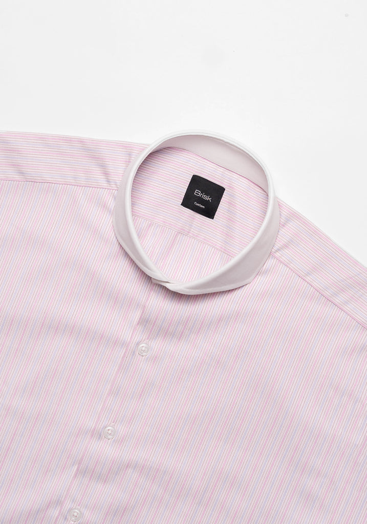 Pastel Pink Lilac Structured Stripes Shirt-2
