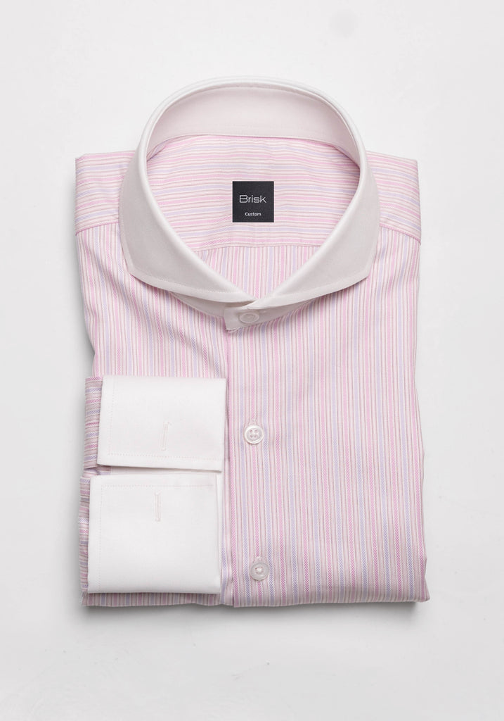 Pastel Pink Lilac Structured Stripes Shirt