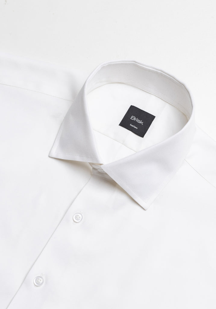 Pearl White Twill Pima Cotton Shirt - Cutaway Classic Collar