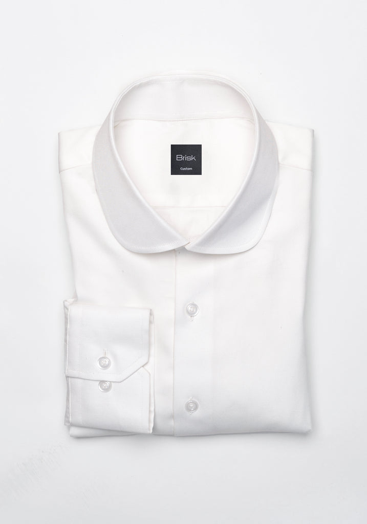 Pearl White Twill Pima Cotton Shirt - Club Collar