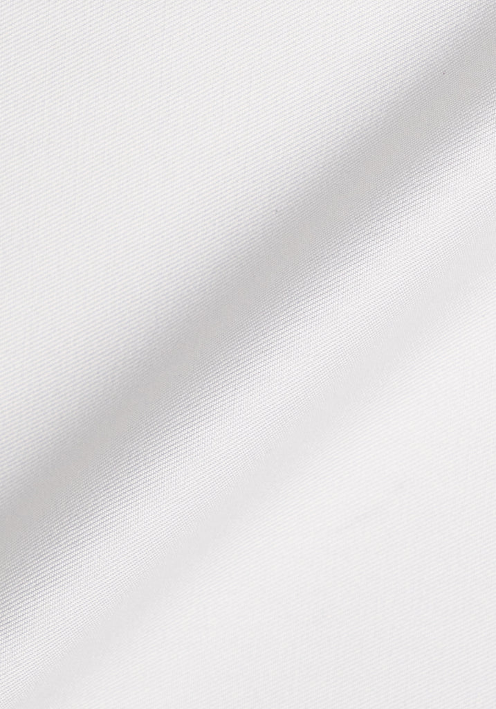 Pearl White Twill Pima Cotton Shirt - Club Collar With Golden Pin Collar