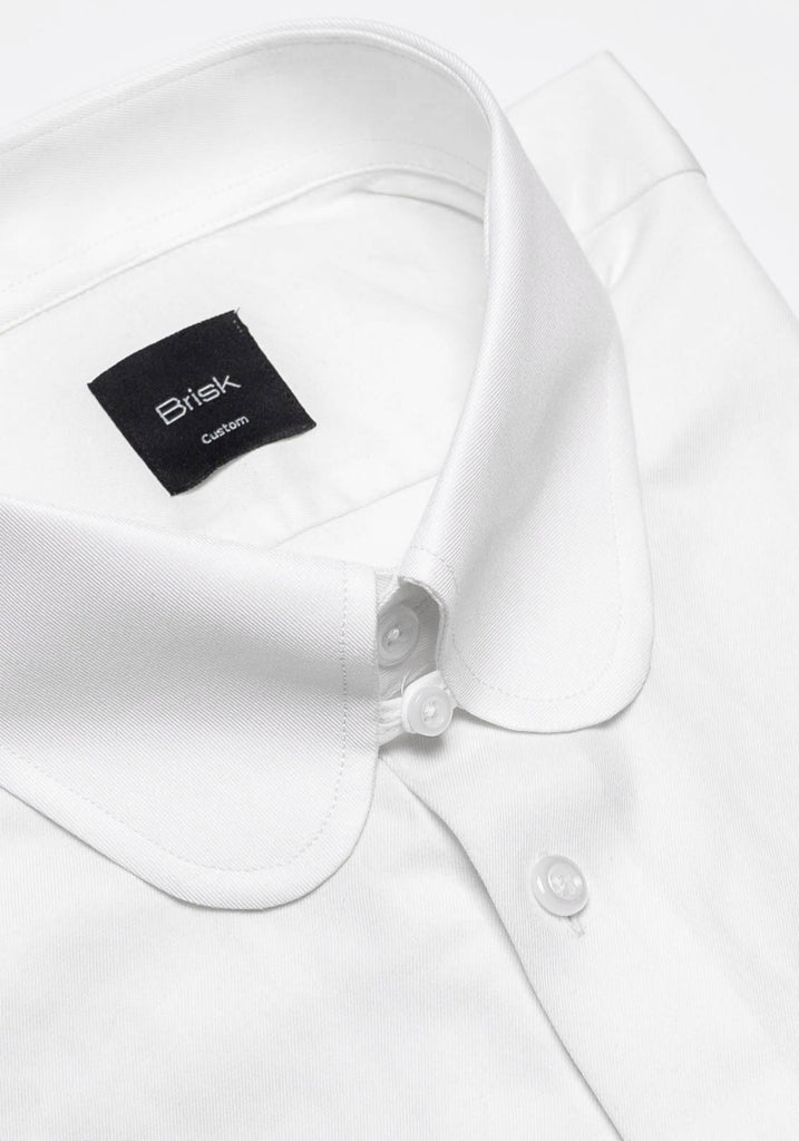 Pearl White Twill Pima Cotton Shirt - Club Tab Collar