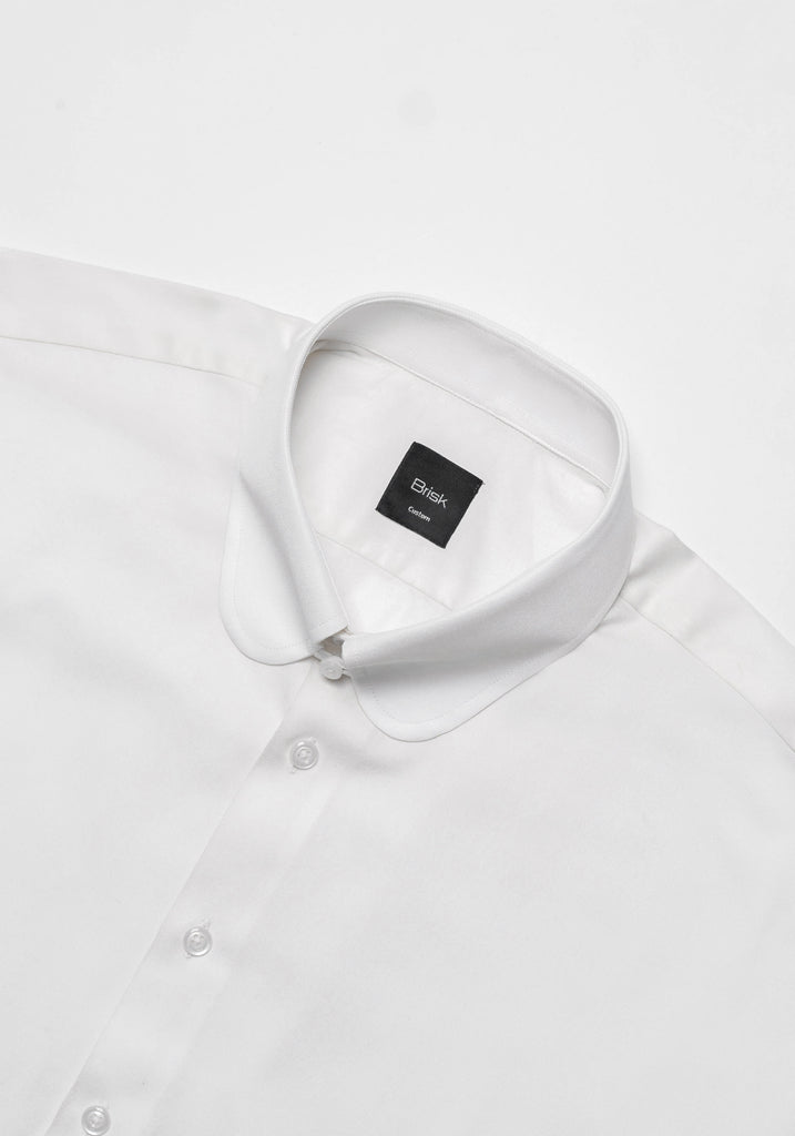 Pearl White Twill Pima Cotton Shirt - Club Tab Collar