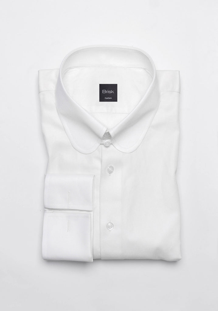 Pearl White Twill Pima Cotton Shirt - Club Tab Collar