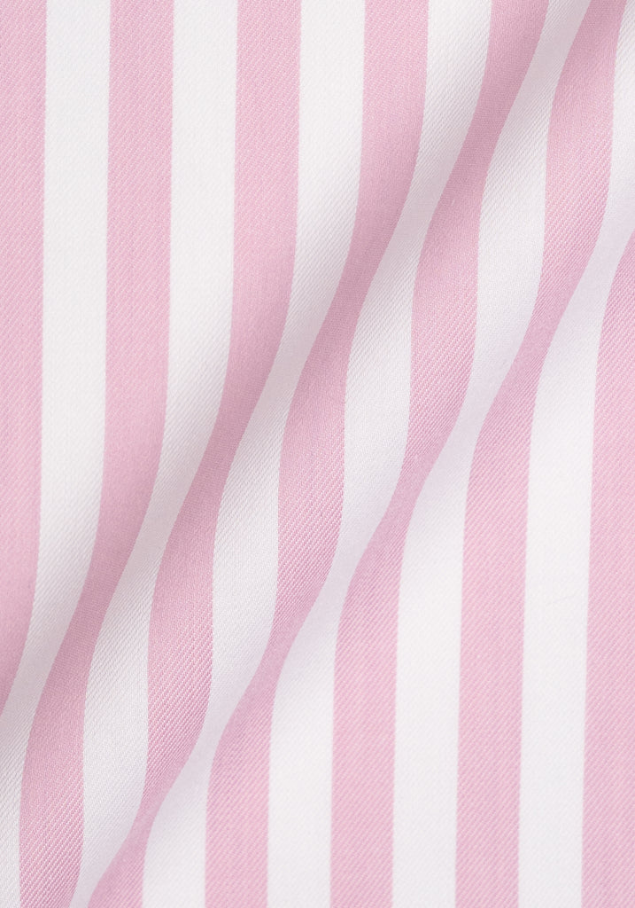 Pink Bold Twill Stripes Pima Cotton - Wrinkle Resistant