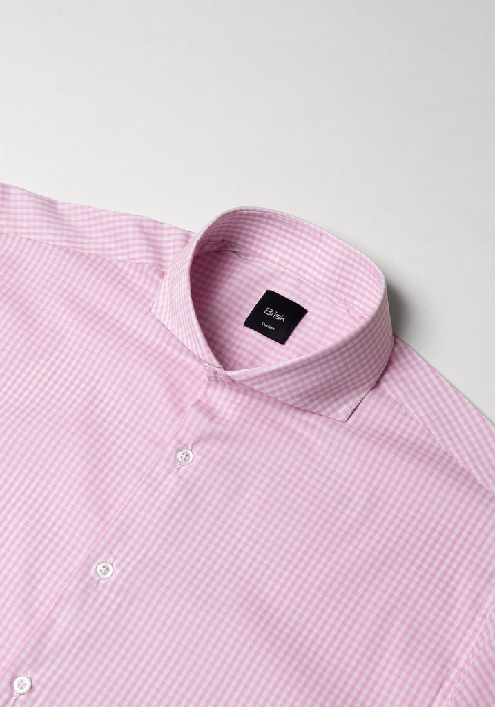 Pink Light Weight Gingham Stretch Shirt