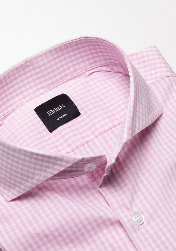 Pink Light Weight Gingham Stretch Shirt