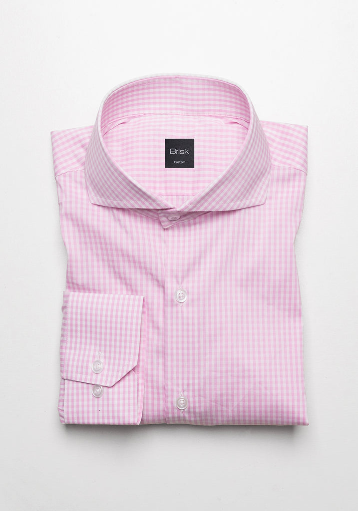 Pink Light Weight Gingham Stretch Shirt