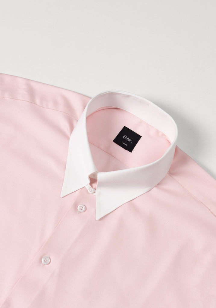 Pink Twill Pima Cotton Shirt - White Tab Collar