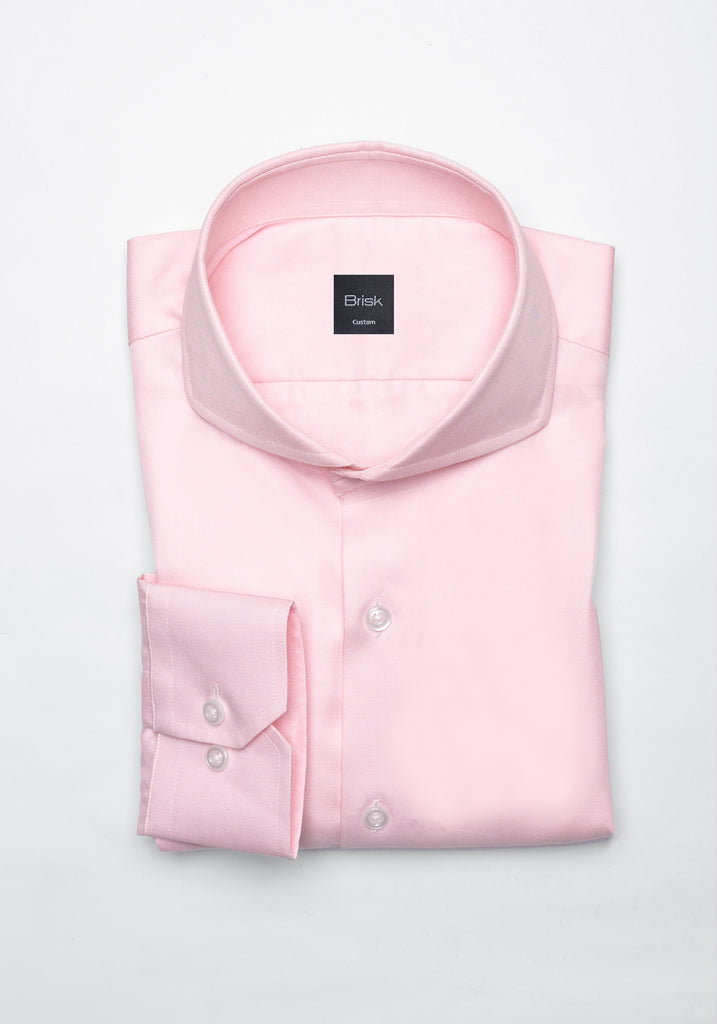 Pink Twill Pima Cotton Shirt - Cutaway Extreme Collar