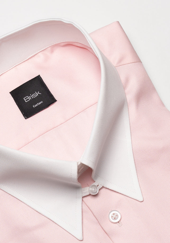 Pink Twill Pima Cotton Shirt - White Tab Collar