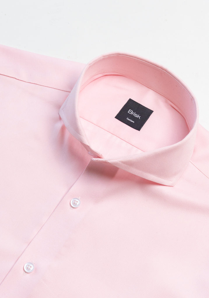 Pink Twill Pima Cotton Shirt - Cutaway Extreme Collar