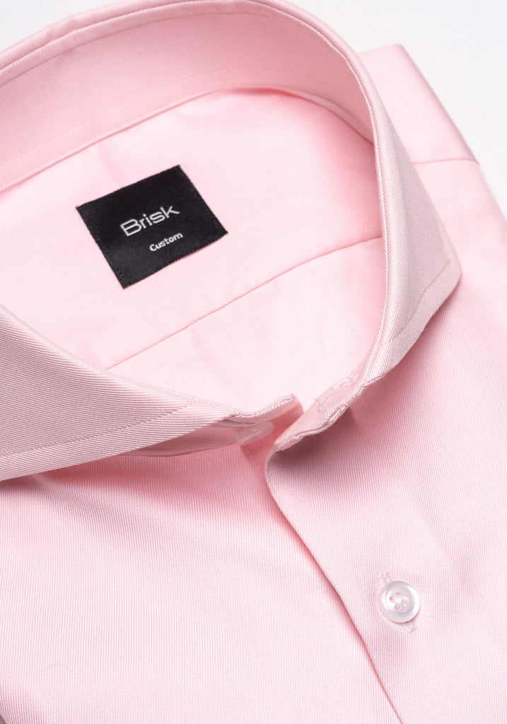 Pink Twill Pima Cotton Shirt - Cutaway Extreme Collar