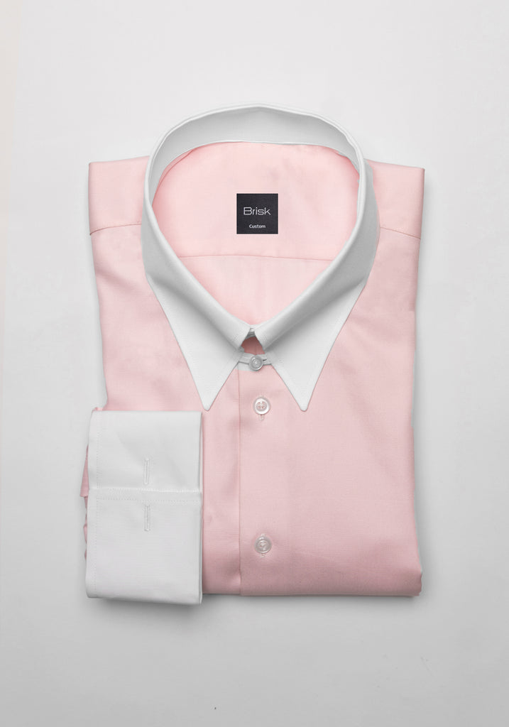 Pink Twill Pima Cotton Shirt - White Tab Collar
