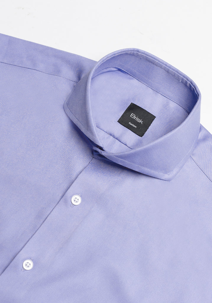 Purple Twill Pima Cotton Shirt - Cutaway Extreme Collar