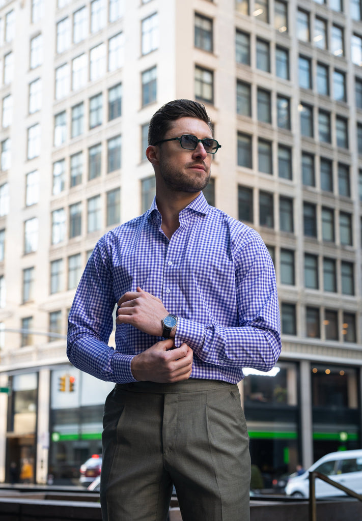 Purple Crisp Pima Cotton Shirt - Cutaway Extreme Collar