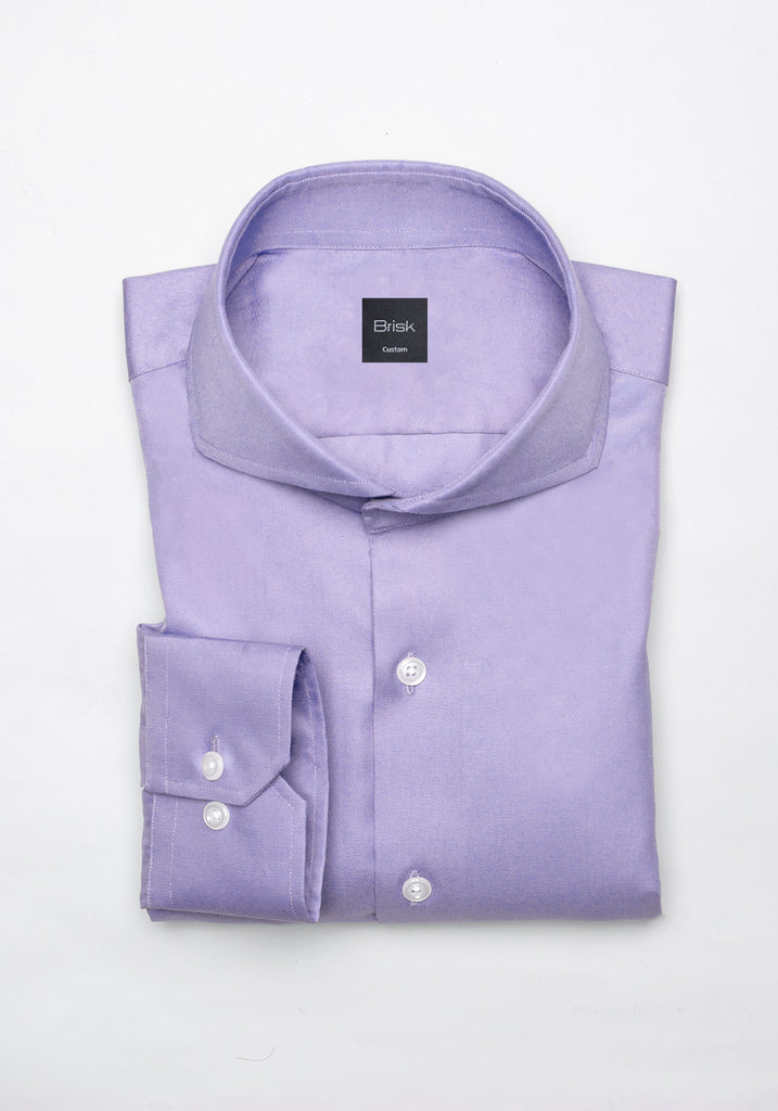 Purple Twill Pima Cotton Shirt - Cutaway Extreme Collar