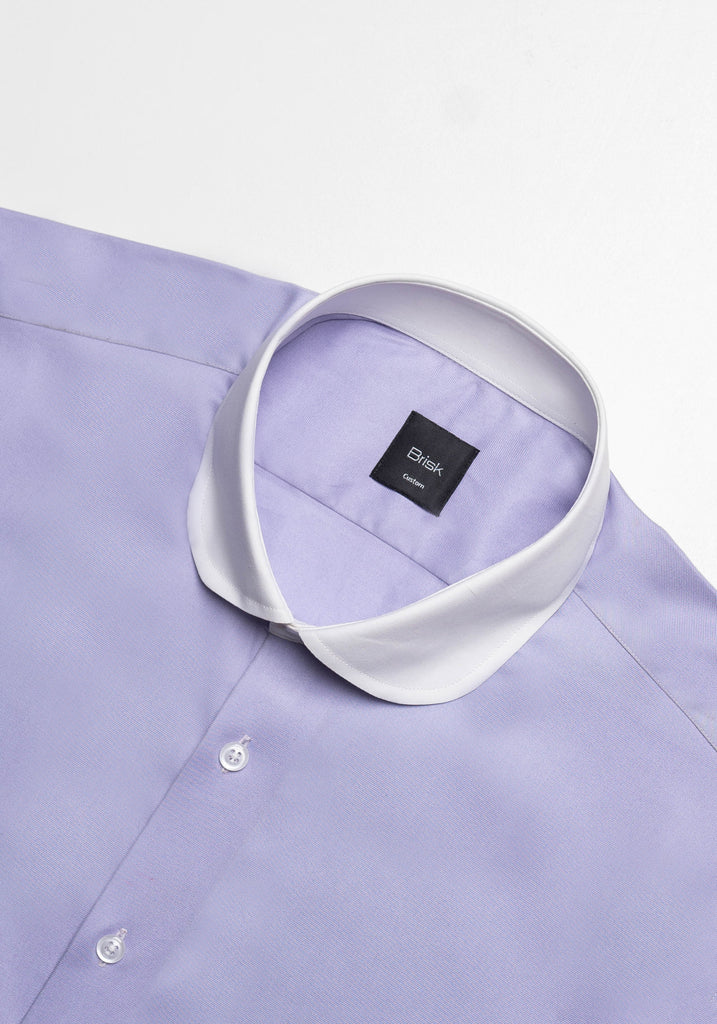 Purple Twill Pima Cotton Shirt - White Club Collar