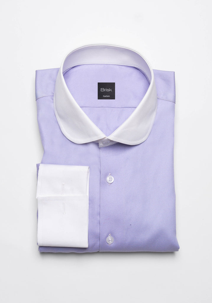 Purple Twill Pima Cotton Shirt - White Club Collar