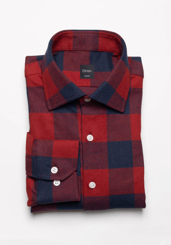 Red Blue Bold Boxes Heavy Flannel Shirt