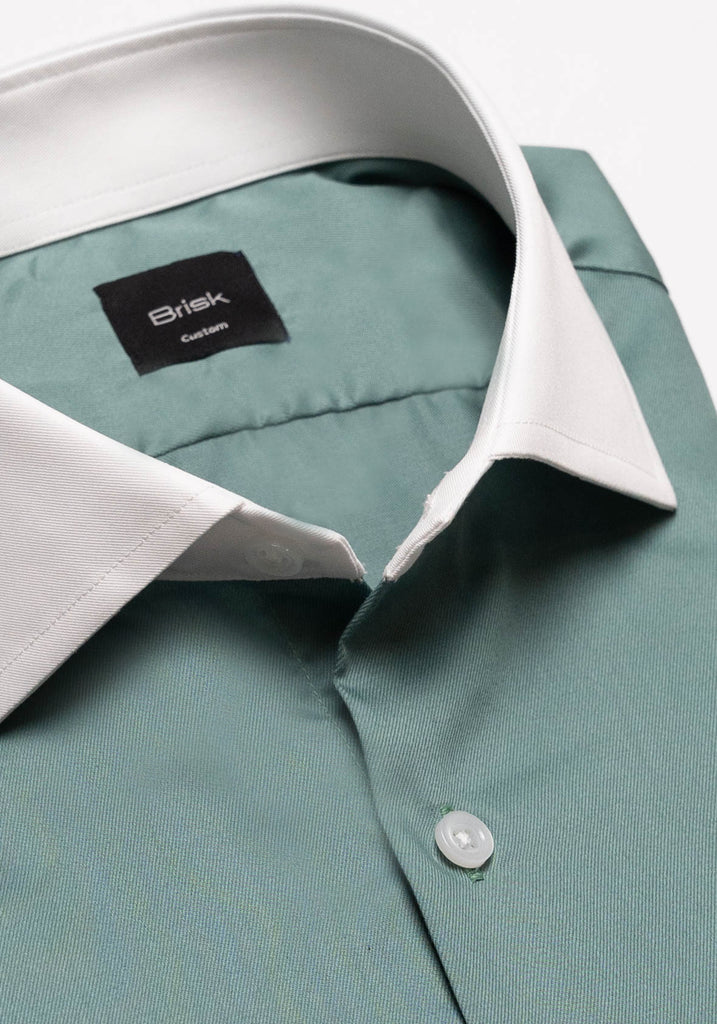Sage Green Non-Iron Gloss Twill Shirt--1