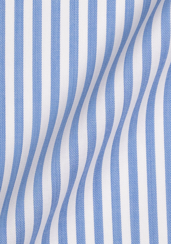 Sky Blue Bengal Twill Stripes Pima Cotton- Shirt - White Club Collar & French Cuffs