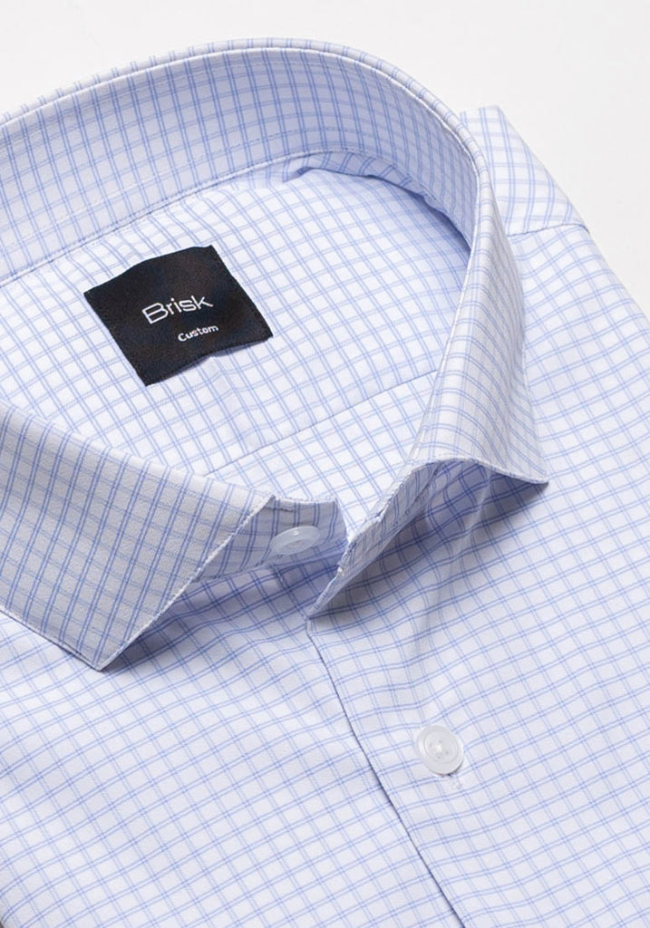 Sky Blue Grid Performance Stretch Shirt