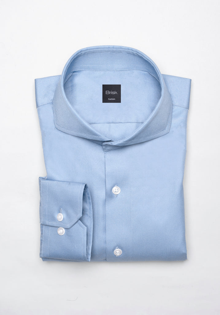 Sky Blue Twill Pima Cotton Shirt - Cutaway Extreme Collar