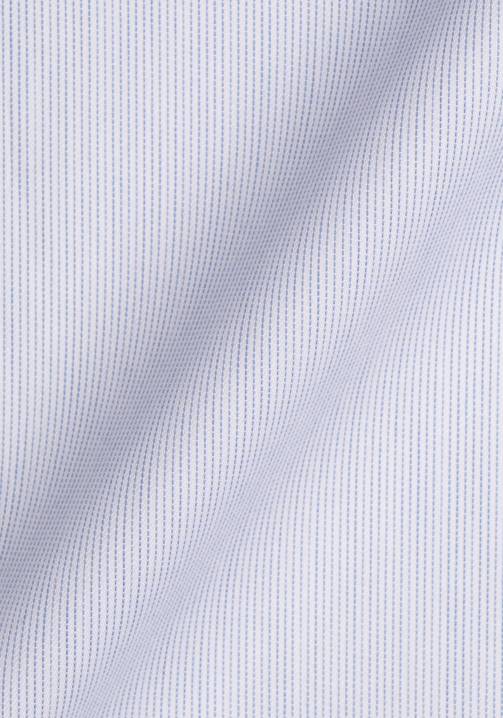 Soft Blue Pinstripes Pima Cotton Shirt - White Cutaway Extreme Collar