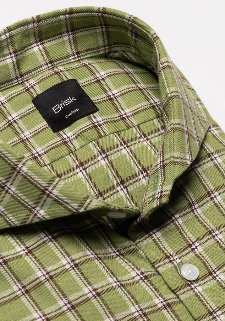 Soft Brushed Olive Green Tartan Shirt-1
