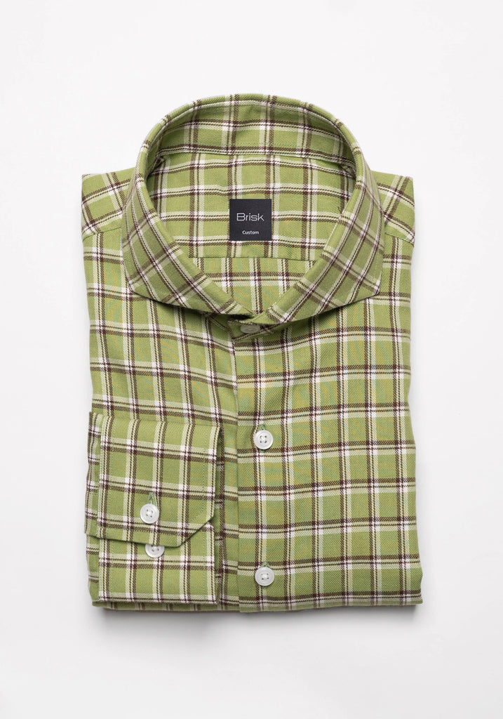 Soft Brushed Olive Green Tartan Shirt