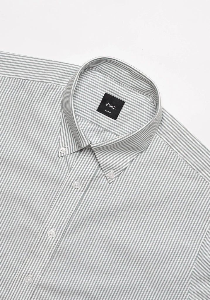 Soft Green Oxford Stripes Shirt-2