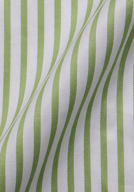 Super Fine Green Twill Stripes - Wrinkle Resistant