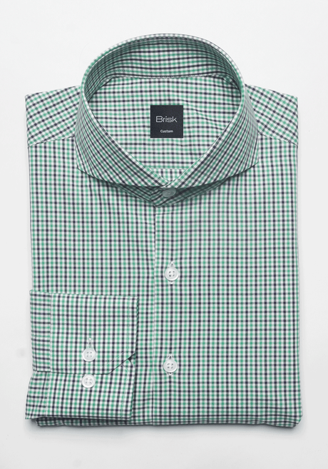 Supima Green Navy Tatersall Check-Easy Care Shirt
