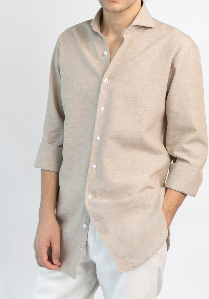 Tan Cotton-Linen Shirt