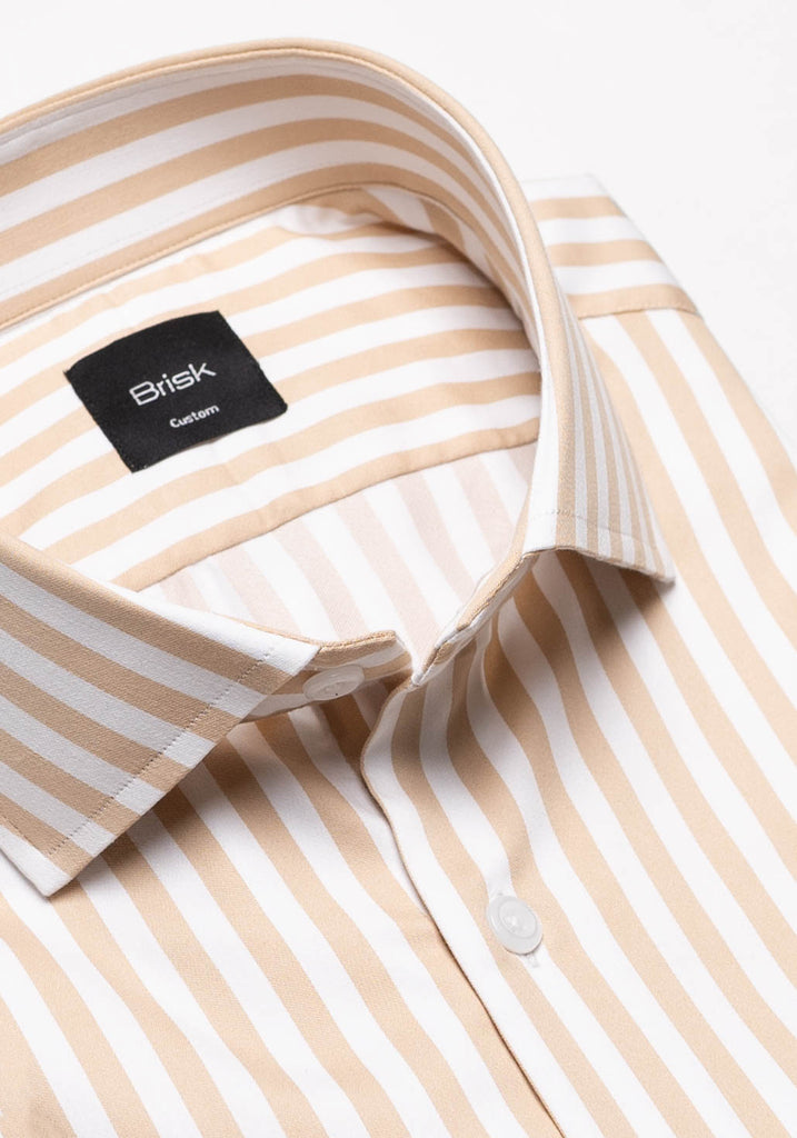 Tan Gold Fine Stretch Stripes--Shirt