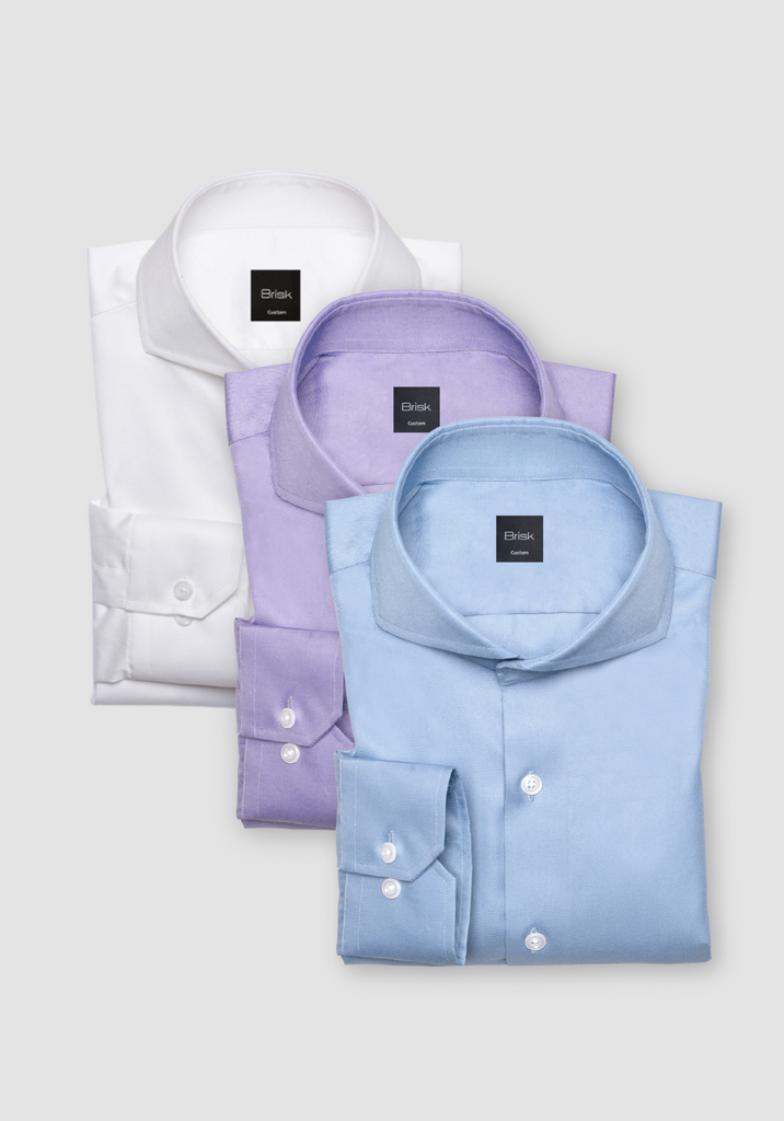 The Pima Cotton Bundle Pack - Pearl White, Sky Blue, Purple Twill