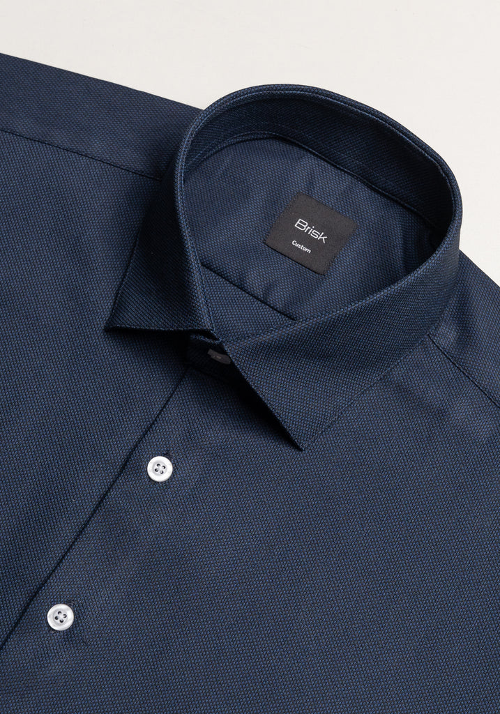 Water-Repellent Midnight Blue Structured Heavy-Weight Performance Stretch Polo Shirt- Wrinkle-Free
