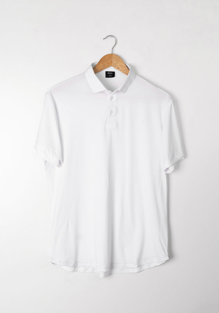 White Performance Jersey 4 Way Super Stretch Polo Hald Sleeves Shirt - Wrinkle Free