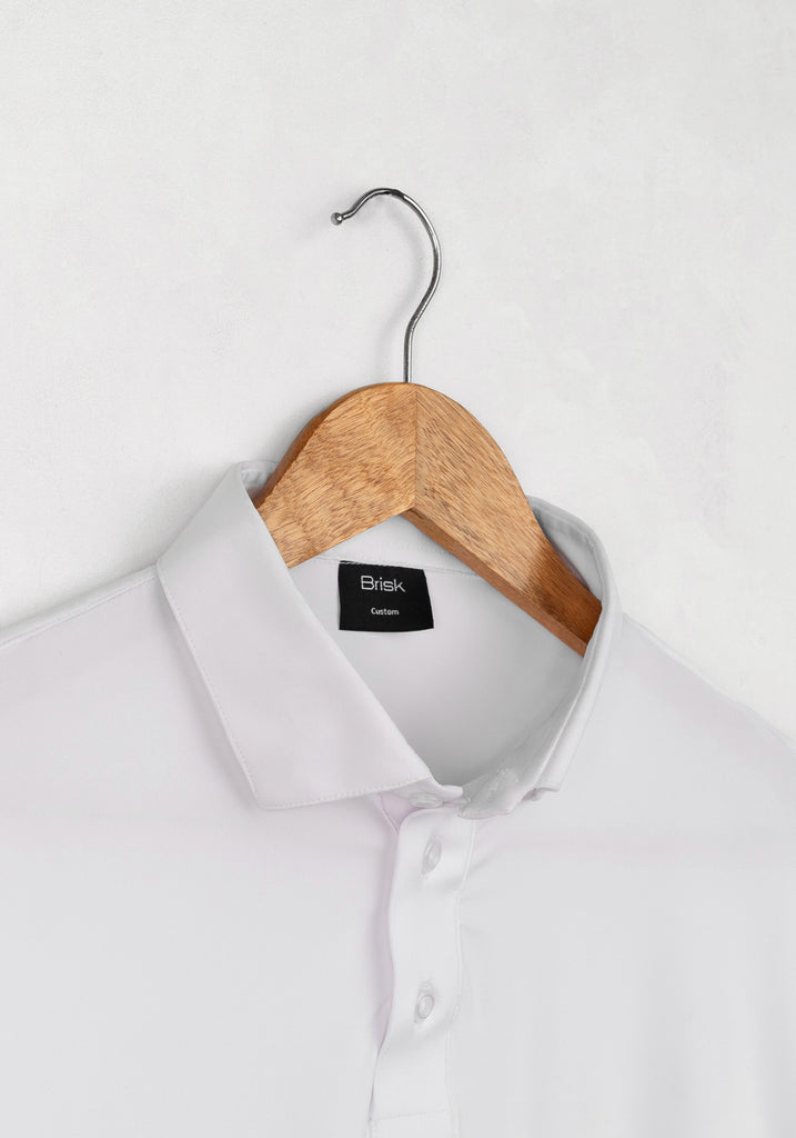 White Performance Jersey 4 Way Super Stretch Polo Hald Sleeves Shirt - Wrinkle Free