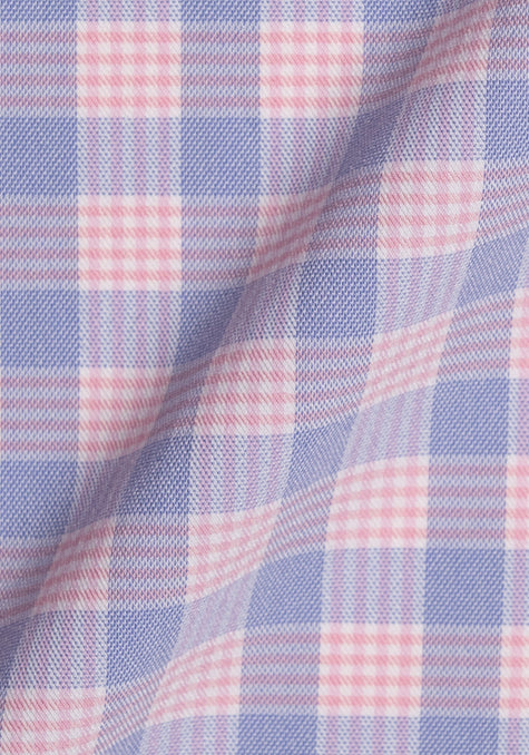Wrinkle-Free Soft Pink and Blue Performance Ultra-Stretch Tartan
