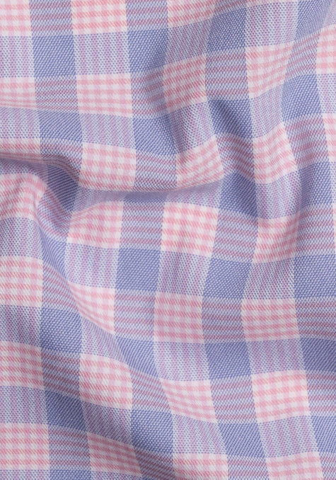 Wrinkle-Free Soft Pink and Blue Performance Ultra-Stretch Tartan

