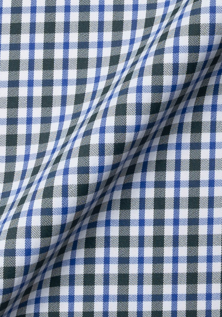 Wrinkle Free Green Blue Checkered Performance Stretch