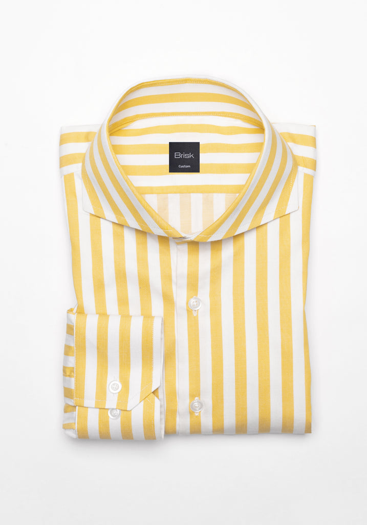 Yellow Bold Twill Stripes Pima Cotton Shirt