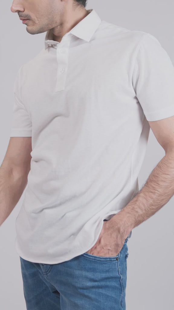 White Feather Soft Piqué Half Sleeve Polo Shirt